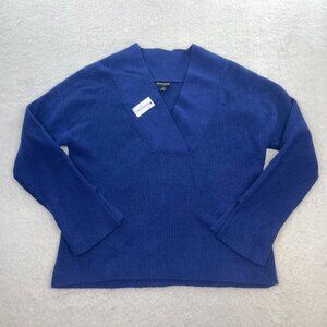 NWT Banana Republic Blue Wide Neck-Trim Pullover Sweater Size Medium